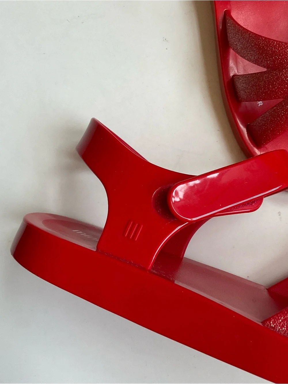 Mini Melissa Red Kids' Sandals with Glitter Bow Accent